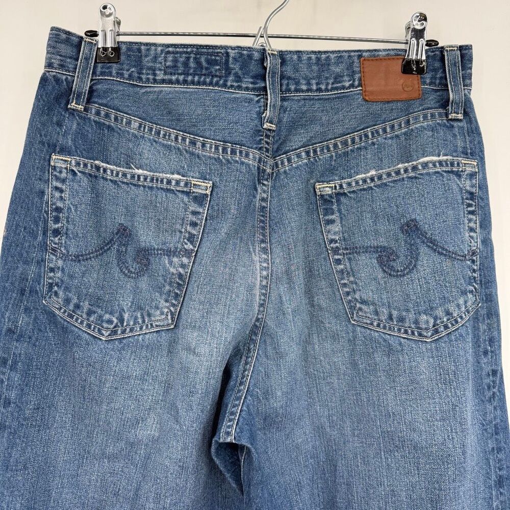 AG Adriano Goldschmied Blue Hattie Crop Raw Hem High-Rise Barrel Jeans Size 28 - Picture 6 of 12